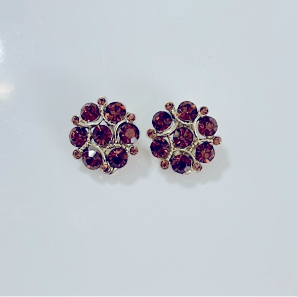 VINTAGE Lisner Elegant Amber Brown Gemstone Earrings